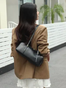Genuine leather women shoulder bag minimalist casual fashion bowling underarm bag