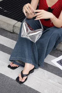 Trendy silver leather shoulder bag for women, chic mini hobo crossbody purse daily use.