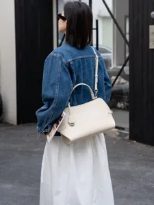 Genuine leather shoulder bag for women commuter minimalist stylish handbag everyday