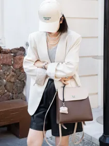 Zaino donna in pelle bicolore viaggio leggero elegante spalla borsa casual