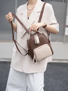 Zaino piccolo da donna minimalista retro in vera pelle borsa per viaggio elegante