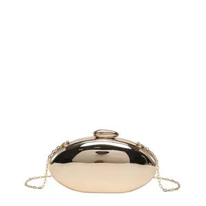 Gold Mango Shaped Clutch Bag Elegant Acrylic Evening Bag with Metal Chain Crossbody Box Bag
