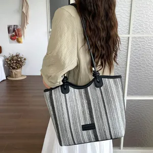 Woven Straw Tote Bag Women Casual Large Capacity Shoulder Bag Commuting Beach Handbag