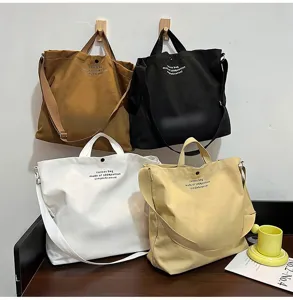 Sac à bandoulière en toile rétro grand cabas fourre-tout décontracté pour femmes