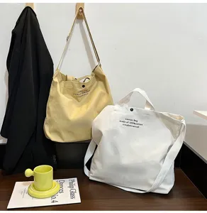 Sac à bandoulière en toile vintage grand cabas décontracté pour femme travail école quotidien