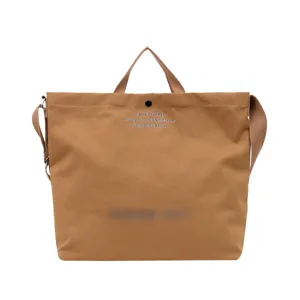 Sac bandouliere en toile marron, grand cabas pour femmes, sac quotidien décontracté.