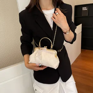 Fashion vintage Chinese style evening bag pearl chain women shoulder crossbody bag elegant