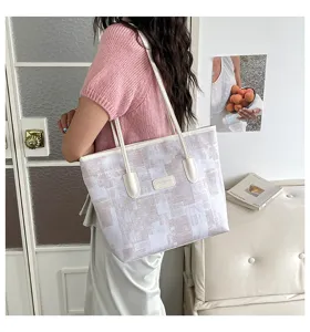 Élégant grand sac cabas pour femme, design à motif abstrait tendance pour l'été.