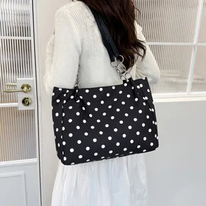 Sac à bandoulière à pois noirs et blancs, sac cabas de mode décontracté pour femmes