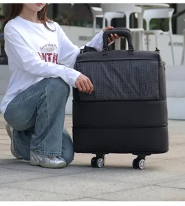 Sac de voyage extensible à double couche avec roulettes sac de rangement étanche et portable