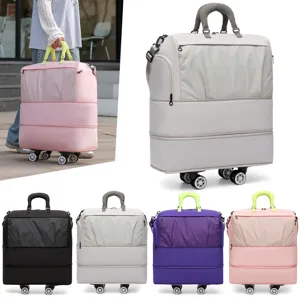 Grand Sac de Voyage Duffel Bag Extensible avec Roues Sac à Bagages Multicouche Weekend pour Voyage
