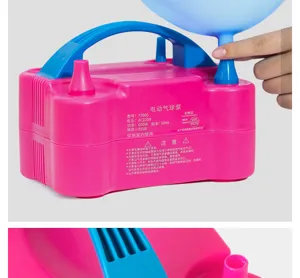 Bomba de globo electrica 600W inflador de doble boquilla para decoracion de fiestas y arcos.