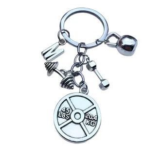 Fitness Schlüsselanhänger Hantel Kettlebell Hantelscheibe Metall Sport Schlüsselring Geschenk