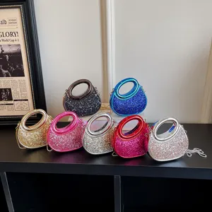 Sac Bandoulière Épaule Acrylique Paillettes Mode Poignée Anneau Métallique Tendance Mini Sac de Soirée Femmes Sac à Main Chaîne