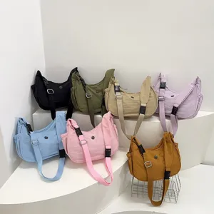 Casual nylon shoulder bag for women, lightweight crossbody hobo bag with adjustable strap
