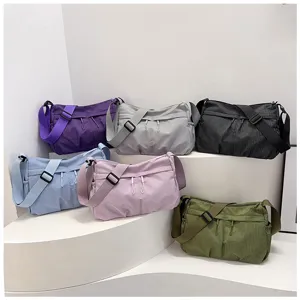 Casual nylon grid crossbody shoulder bag with large capacity and multi-color options.