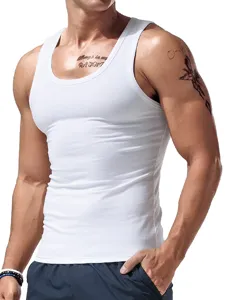Men's Casual Sports Tank Top Polyester Solid Color Slim Fit Sleeveless Athletic Gym Basic Undershirt Summer Fashion