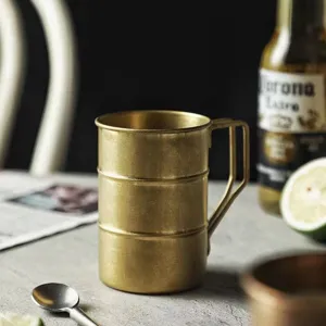 Roestvrij staal vintage metalen mok retro koffie bier kopje voor buiten camping gebruik