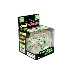 Klarer wuerfel knautschspielzeug stressabbau sensorisches spielzeug mit sternen verpackung