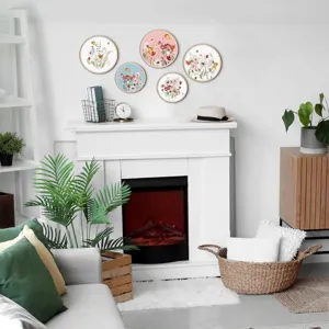 Set de decoración de pared redonda de madera estilo bohemio con motivos florales hogar