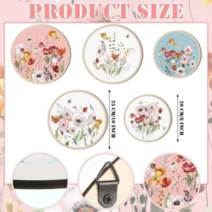 Colgante de pared de madera floral boho detalle con tamano ganchos y patrones acuarela.
