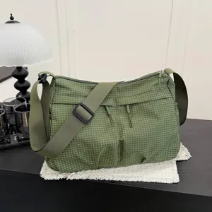 Women Casual Plaid Print Nylon Crossbody Bag Large Capacity Lightweight Shoulder Bag Daily Commute Handbag