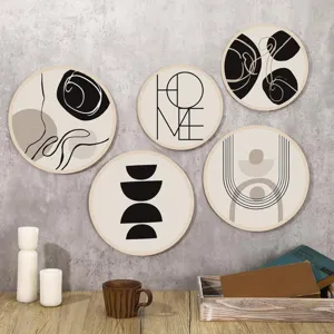 Decoracion de pared de madera estilo bohemio placa redonda arte mural vista detalle