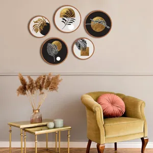 Set de decoracion de pared boho de madera, placa redonda creativa para hogar moderno.