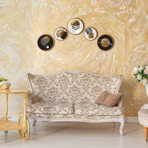Set van 5 ronde houten wanddecoratie panelen in boho stijl voor woonkamer thuis deco