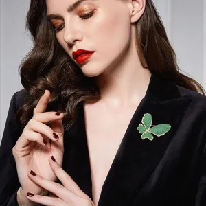 Elegante spilla a farfalla verde con strass per giacca da abito da donna accessorio di abbigliamento