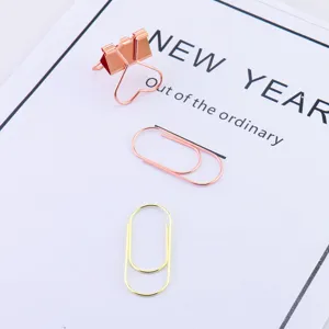Clips de papel de metal en oro rosa y oro y pinzas de corazón para agenda y oficina.