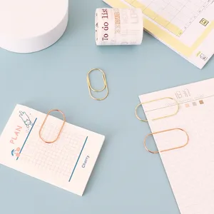 Grandi fermagli per carta metallici creativi da 50 mm, eleganti segnalibri in oro e oro rosa.