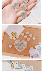 Cute sparkling resin pushpins for corkboard photo wall decoration stationery accessories