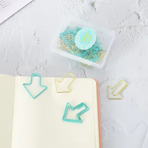 Creative Shape Metal Paper Clips Cute Colorful Plastic Boxed Heart Arrow Paperclips Office School Stationery Supplies