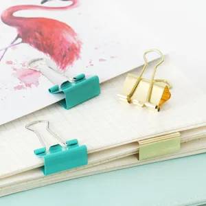 Metal binder clips close up detail view stationery office supplies sorting tools