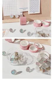 Cute glitter pushpins for cork board photo wall decoration stationery items detail showcase view