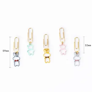 Cute cartoon animal metal paper clips with bow tie pendants, creative bookmarks for office.