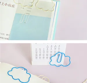 Creative cloud shaped metal coated paper clips cute bookmarks office stationery detail
