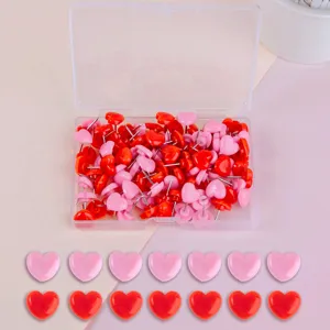 Creative Heart Shaped Flat Push Pins Plastic Decorative Thumbtacks For Cork Board Photo Wall Map Office School Supplies