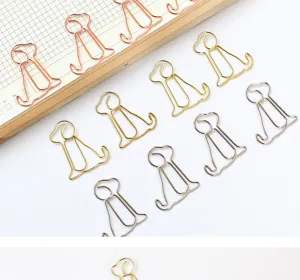 Cute puppy shaped metal paper clips, creative animal stationery for office and school use.