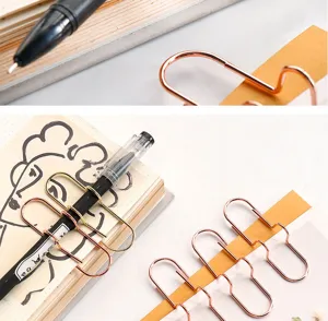 Rose gold metal pen clip multi-loop paperclip planner bookmark stationery accessory holder