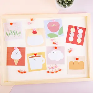 Cute heart-shaped pushpins corkboard set, pink decorative thumb tacks for photo wall memo board.