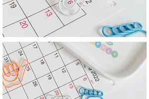 Cute creative shaped metal paper clips, colorful thumb and feet design office stationery.