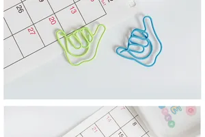 Creative shaped paper clips metal cute colored hand gesture design office stationery 30pcs