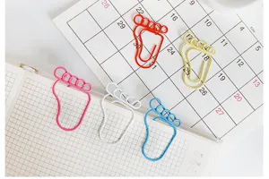Colorful foot shaped metal paper clips, cute creative stationery bookmarks for office and school.