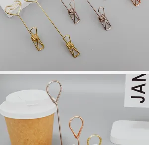 Clip de memo de metal soporte de tarjeta de escritorio creativo portafotos mensaje de mesa