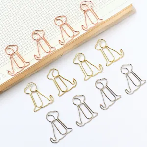 Cute dog shape metal paper clips creative stationery colorful cute animal paperclips main