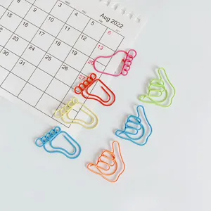 Creative Colored Metal Paper Clips Shaped Hand Gesture And Foot Cute Funny Office School Stationery Bookmark