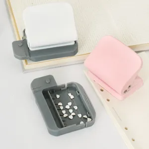 Compact 6-hole paper puncher for loose-leaf notebooks, desktop stationery and DIY planners.