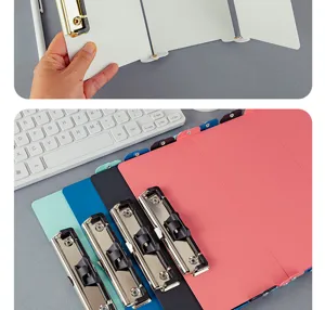 Aluminum folding nursing clipboard portable 3-fold writing pad with strong metal clip